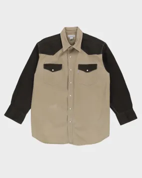 00s Carhartt Beige / Green Long-Sleeve Button-Up Shirt - XL