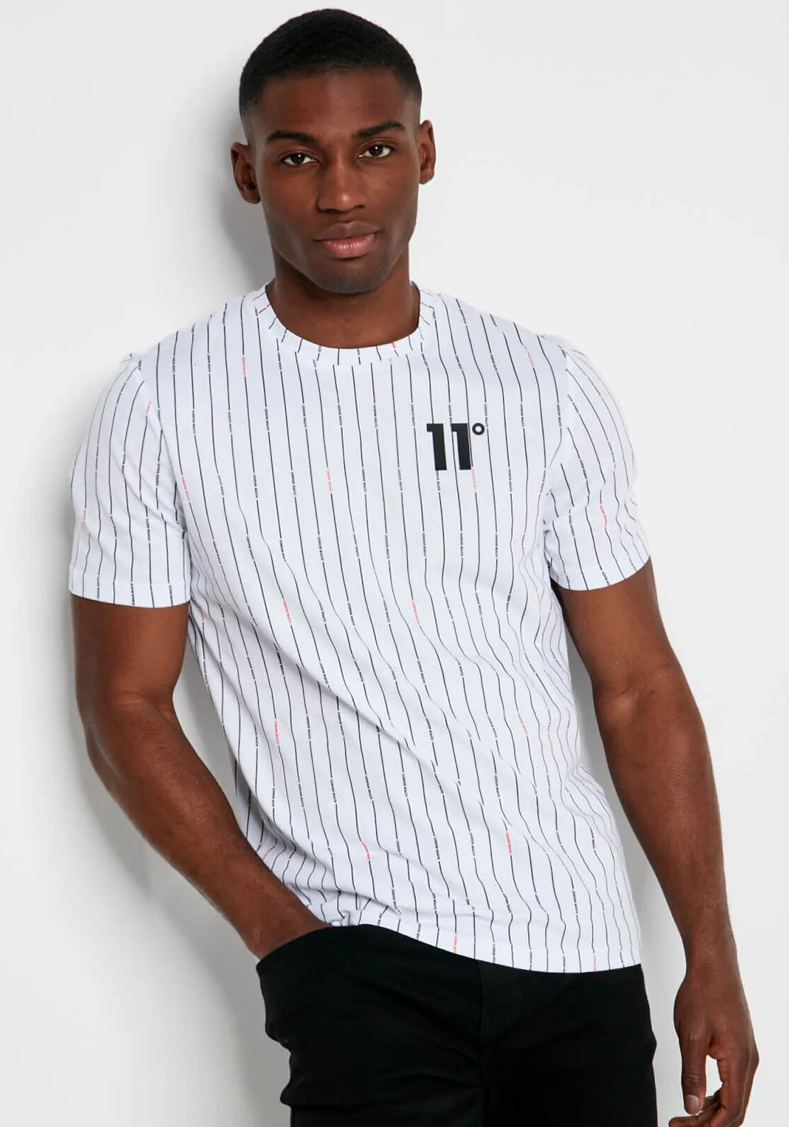 11 Degrees Vertical Stripe T-Shirt, White