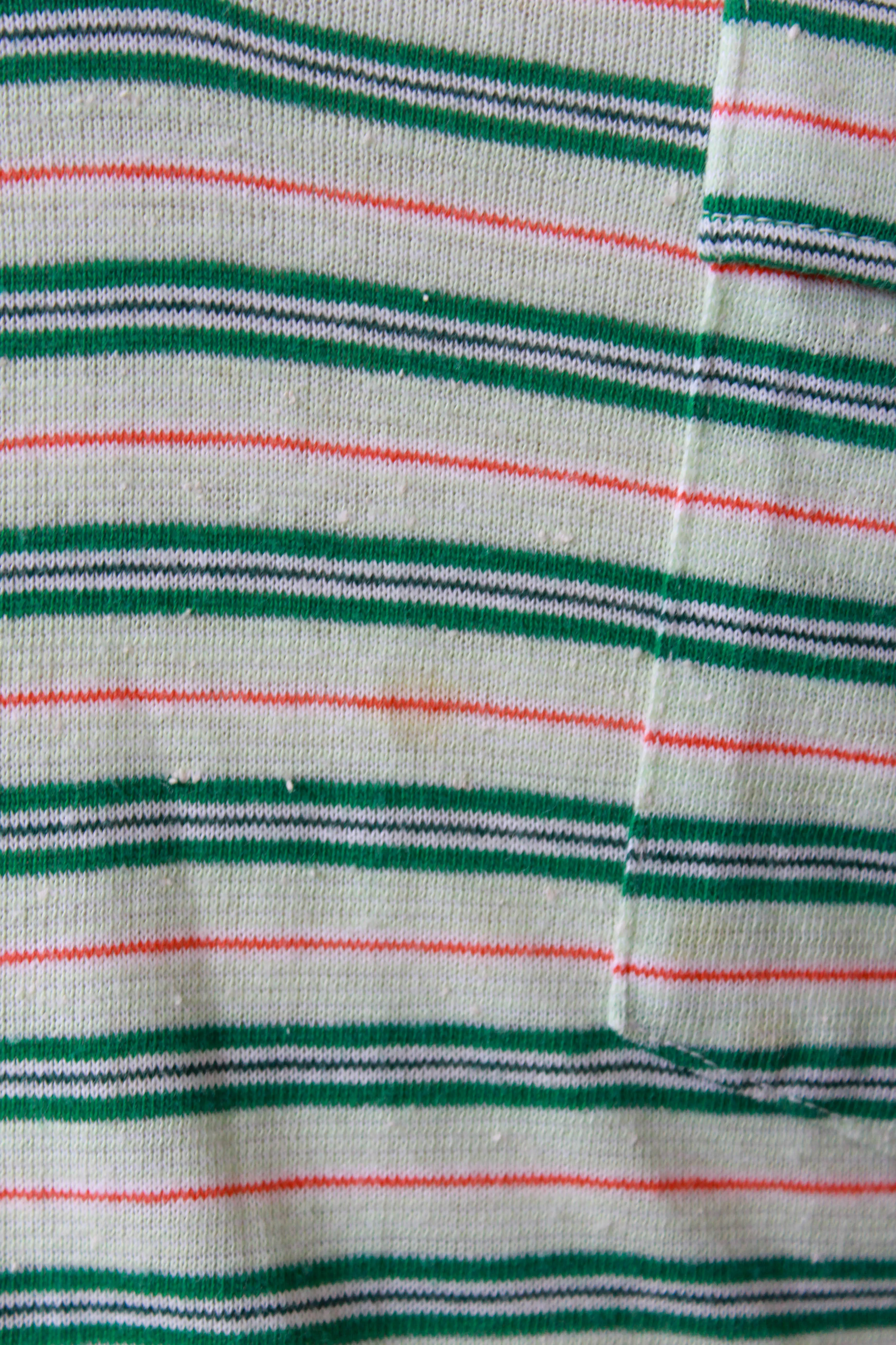 1970s Green and White Striped Knit Polo, Medium