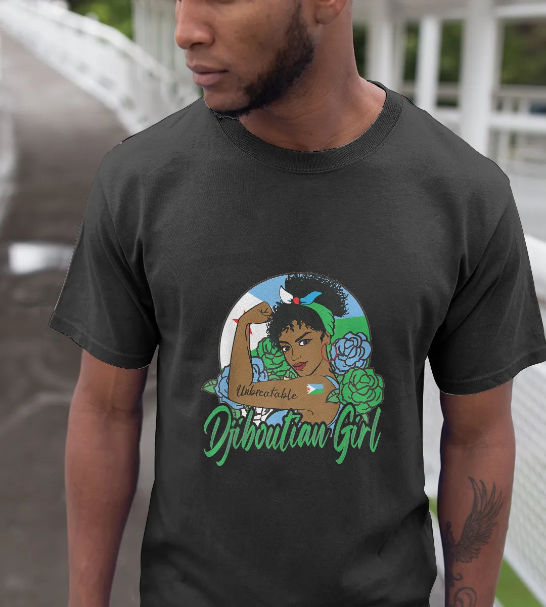 1sttheworld T-Shirt - Djiboutian Black Girl T-Shirt Black A35