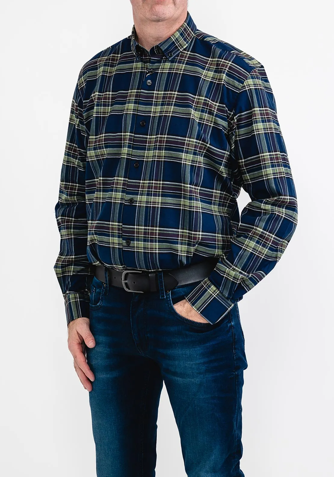 6th Sense Check Shirt, Navy & Green