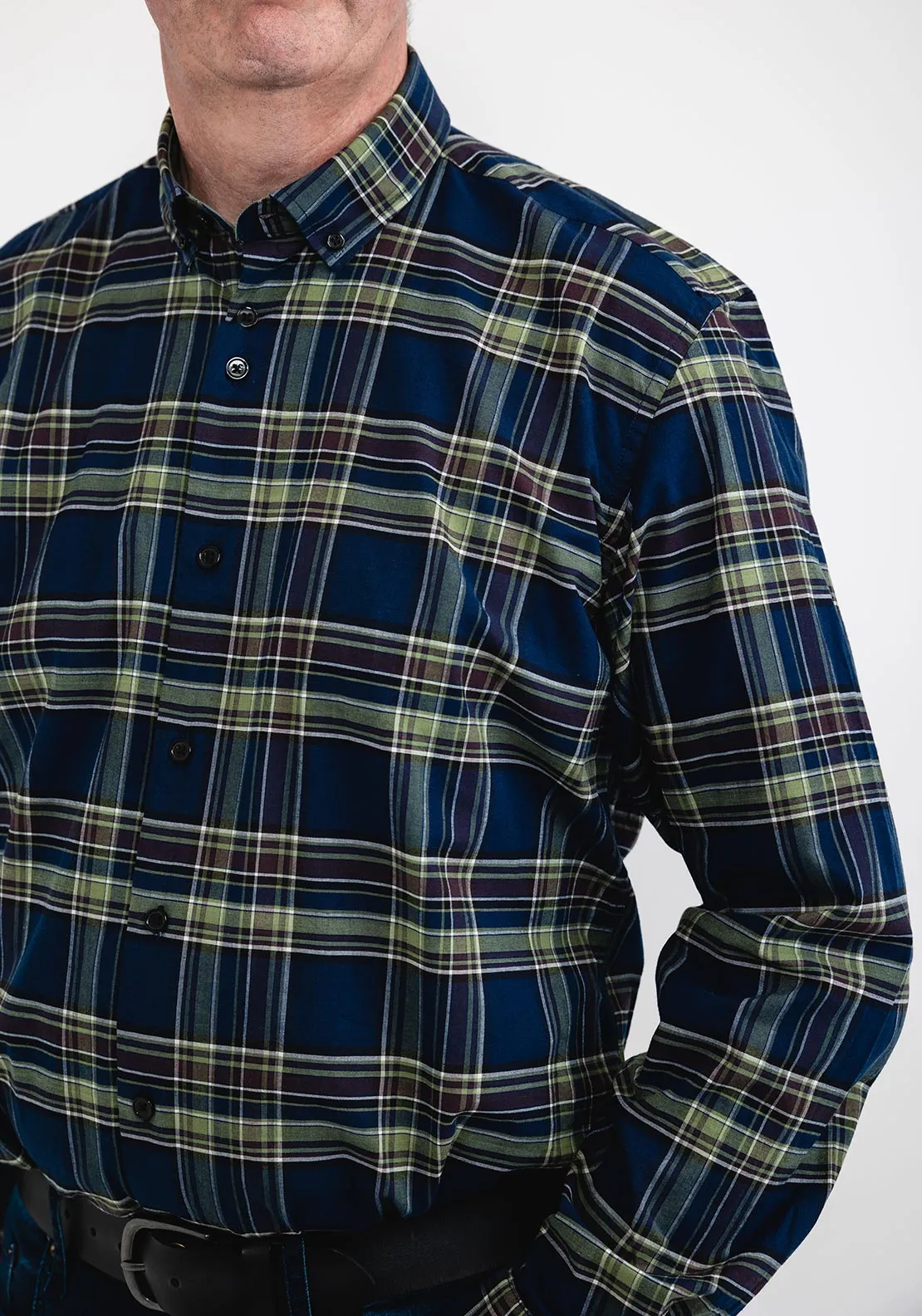 6th Sense Check Shirt, Navy & Green