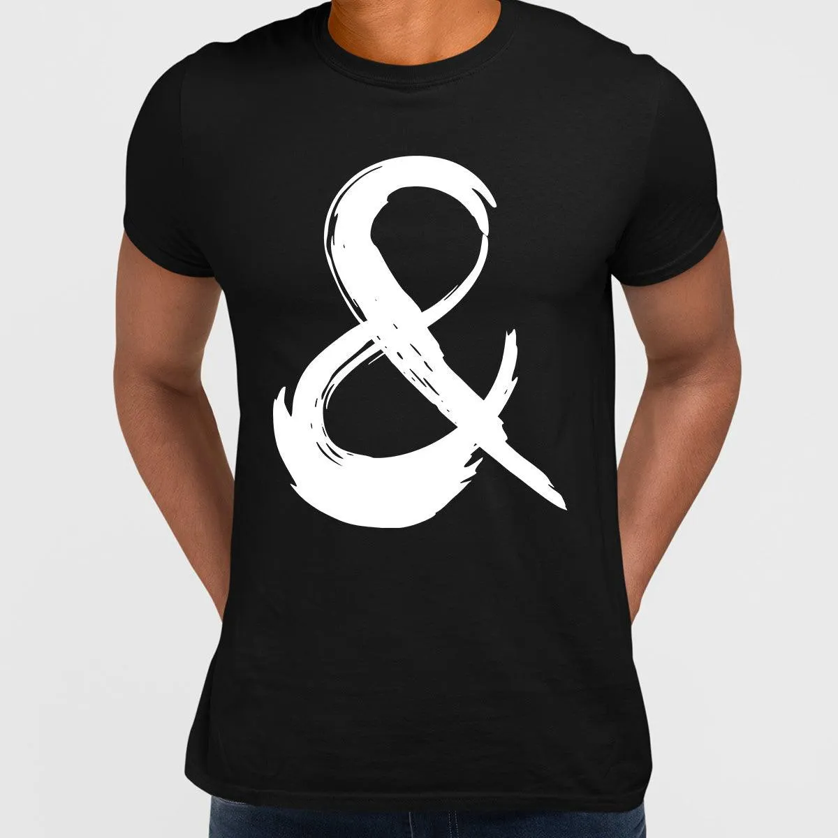 Abstract Ampersand Sign Black & White Unique Brush Stroke Art T-shirt