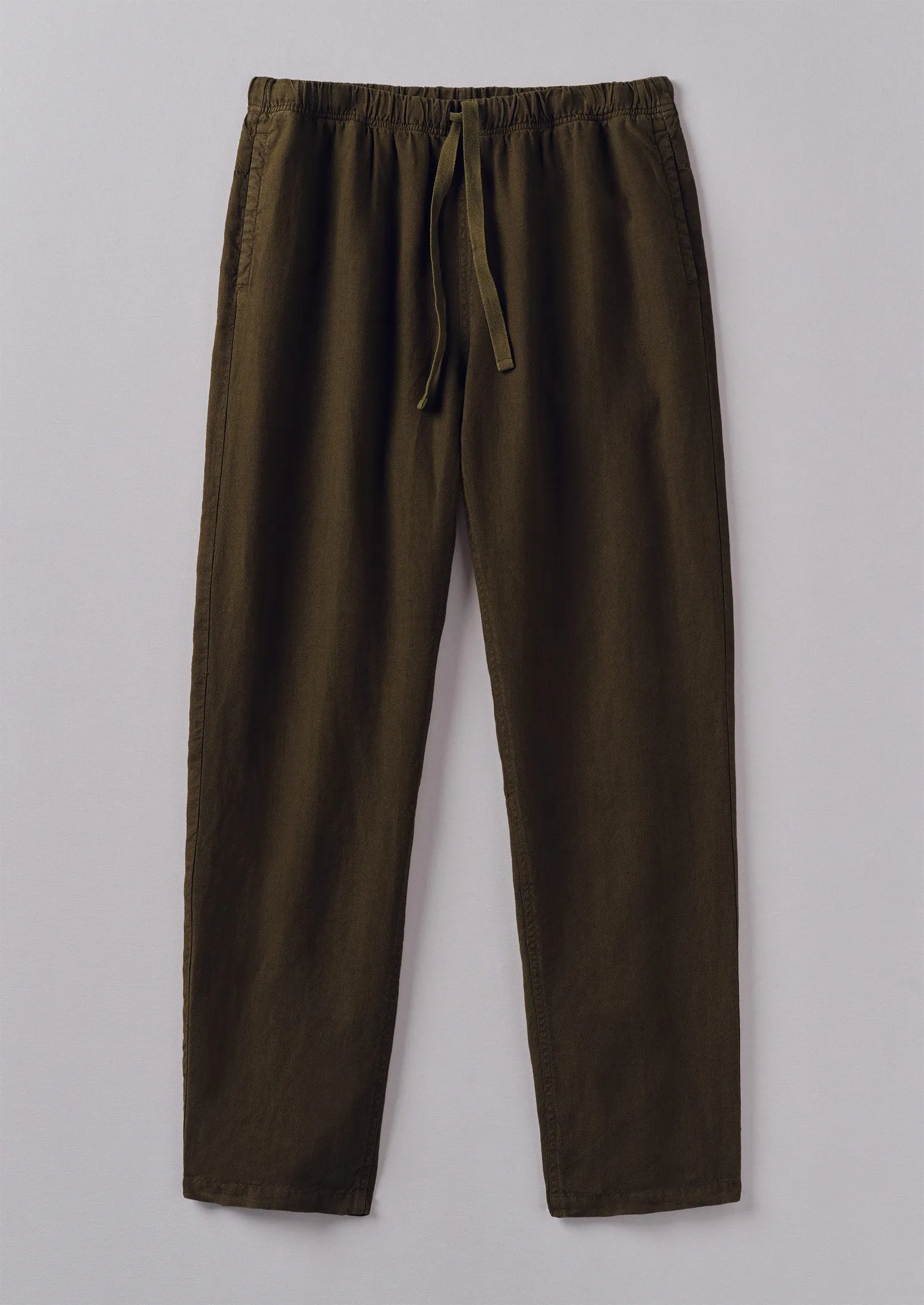 Alfie Garment Dyed Linen Pants | Olive