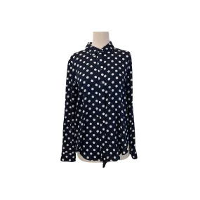 Ann Taylor Navy & White Polka Dot Collared Shirt | Like New |