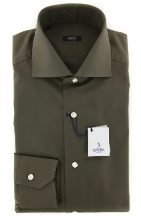 Barba Napoli Olive Green Shirt - Extra Slim