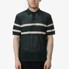 Beams Plus Knit Polo Mesh Stripe Shirt