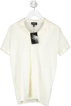 boohooMan White Textured Crinkle Shirt UK XS