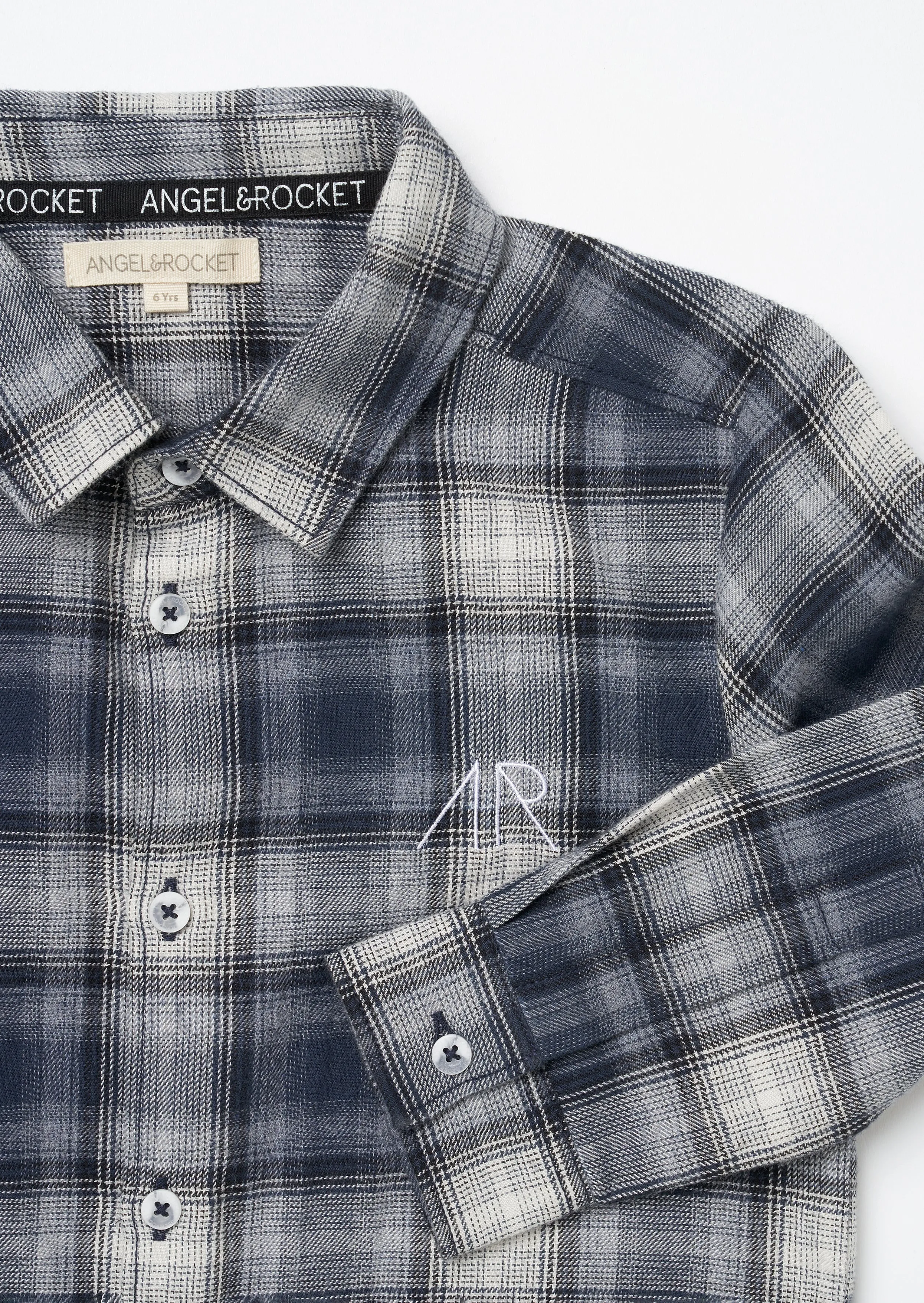 Boys Navy Checked Full Sleeves Cotton Shirt