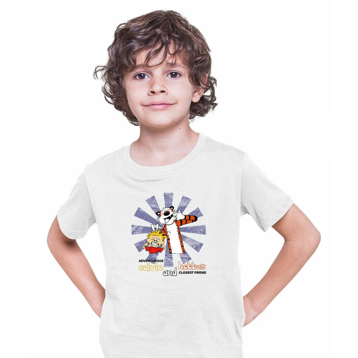 Calvin and Hobbes Retro Tee Action Adventure Funny Gift Typographygraphy T-shirt for Kids