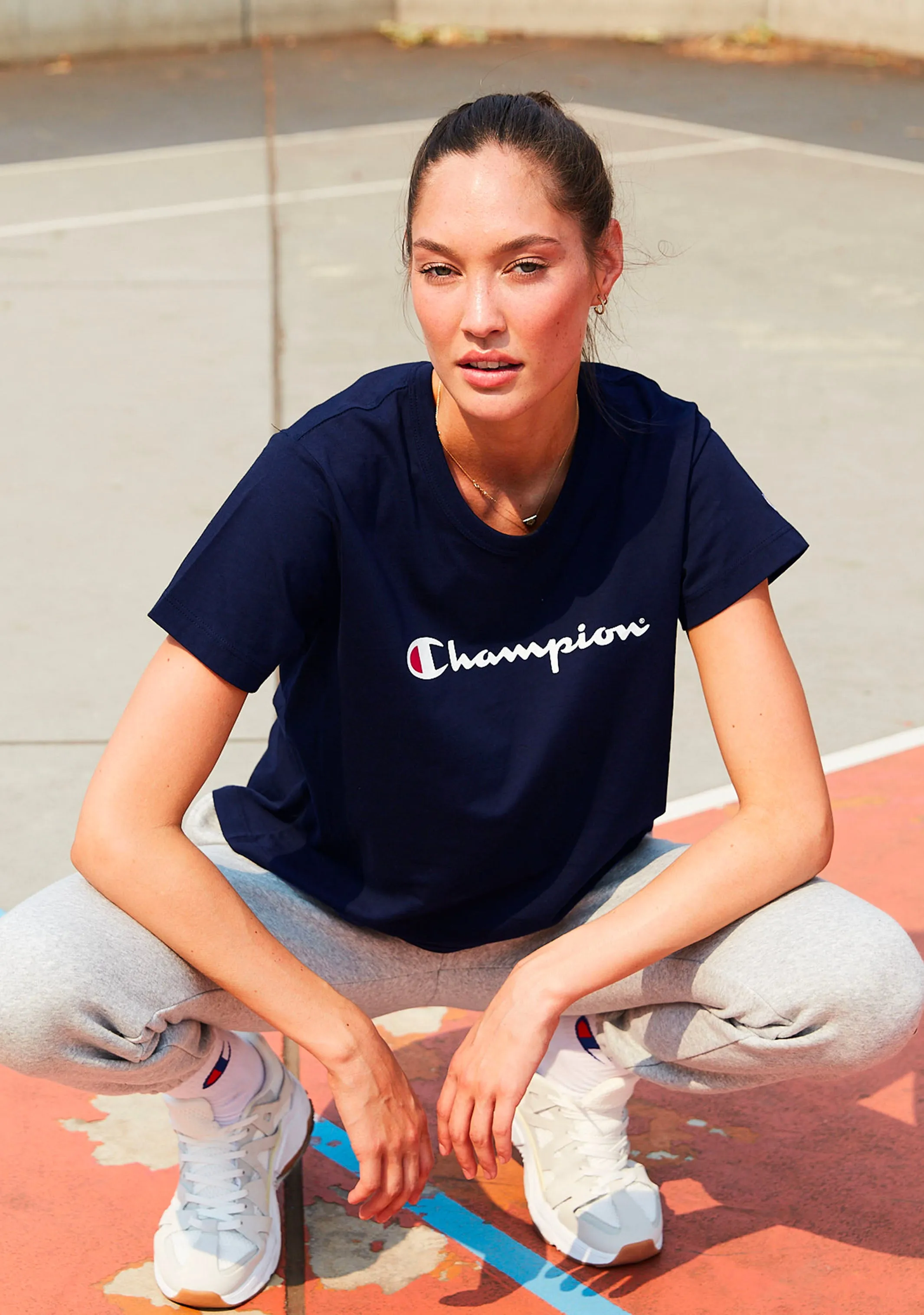 Champion Womens Script Short Sleeve Tee Navy <BR> CVRGN NAV