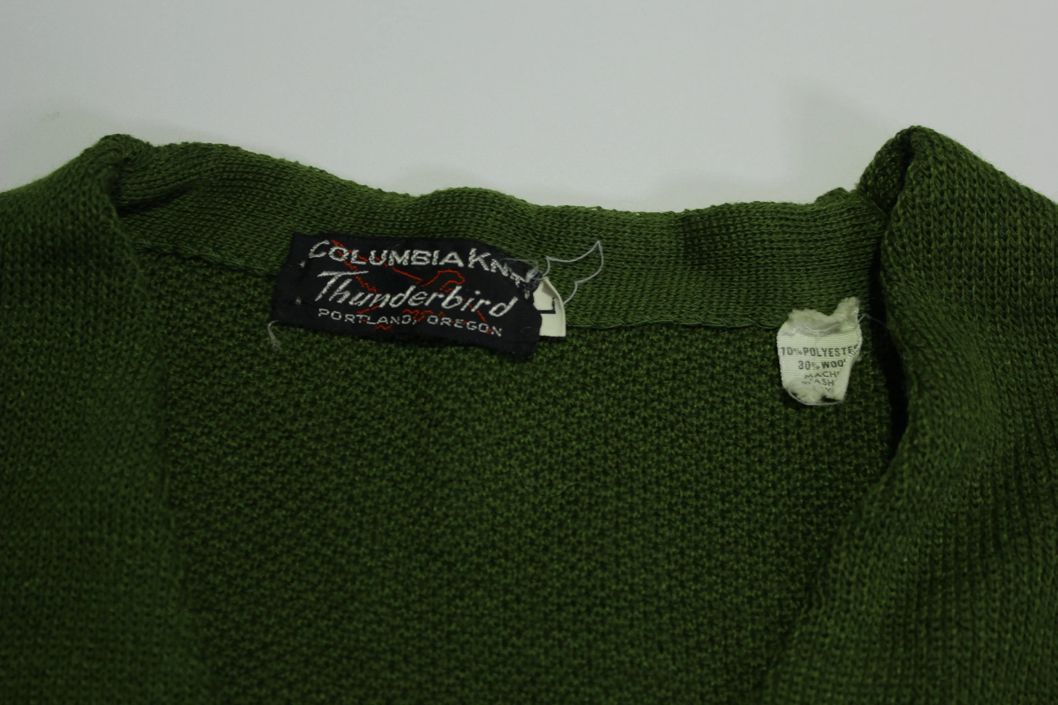 Columbia Knit Thunderbird Portland Oregon Vintage 60's Wool Cardigan Sweater