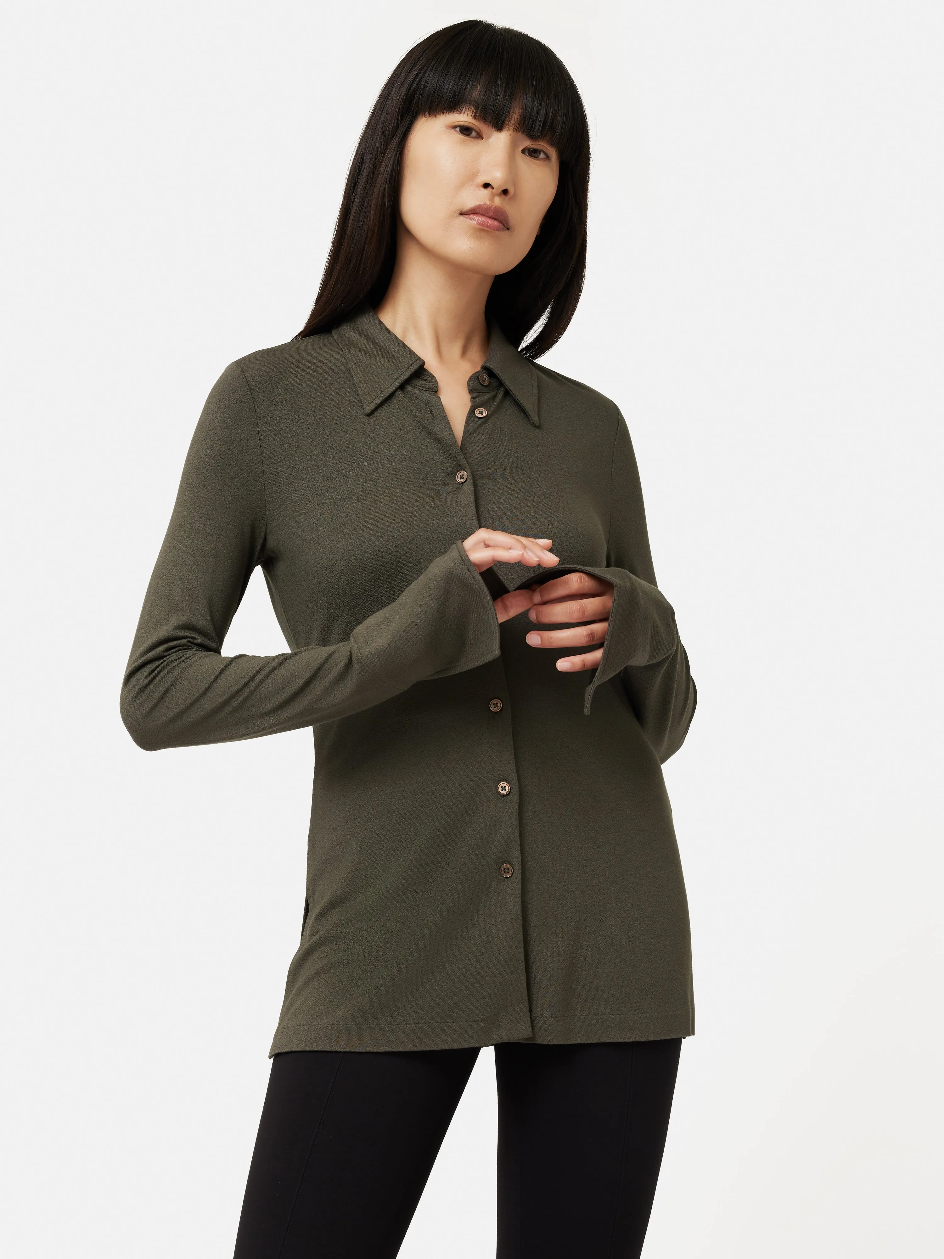 Crepe Jersey Shirt | Green