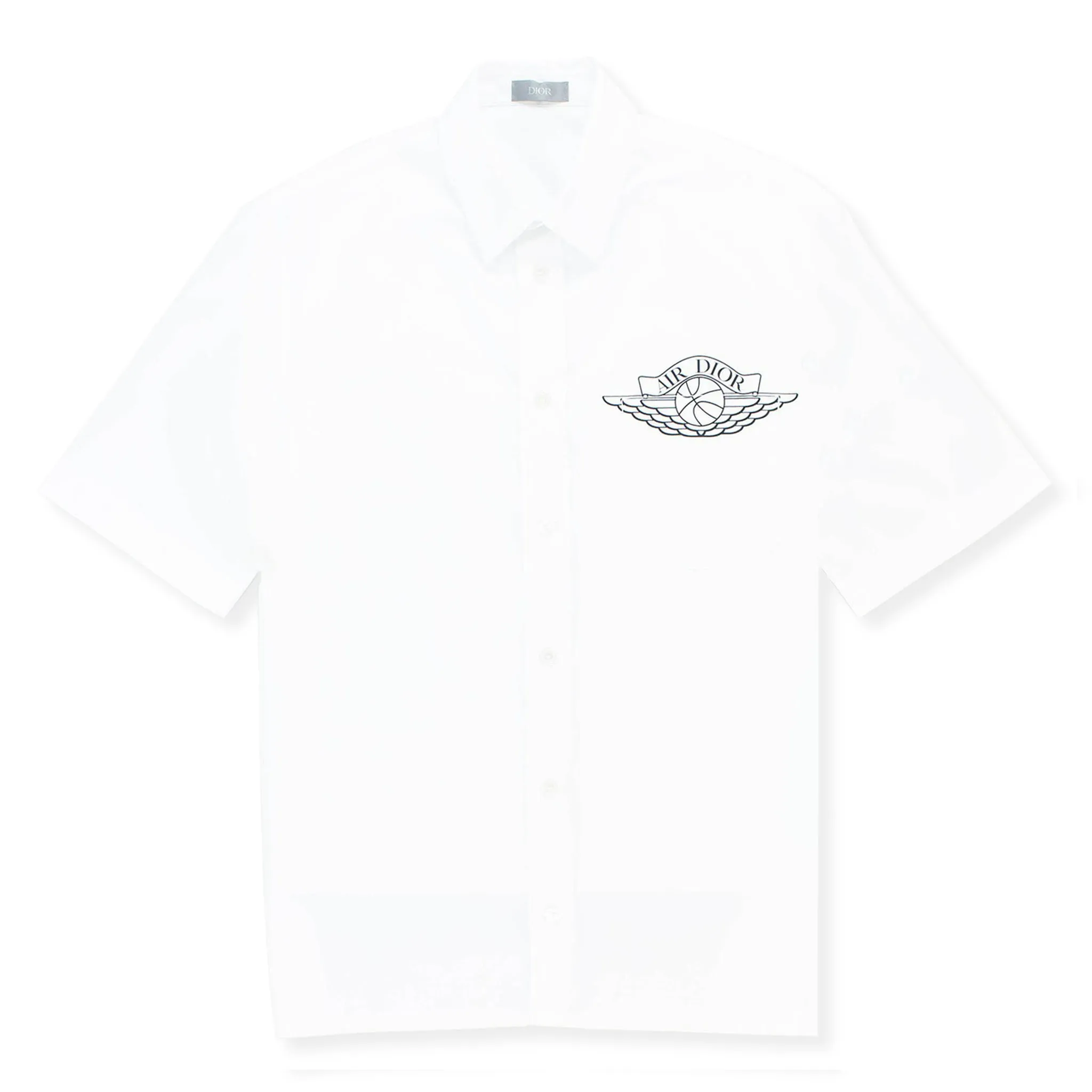 Dior x Jordan Wings Logo Short Sleeve White Shirt