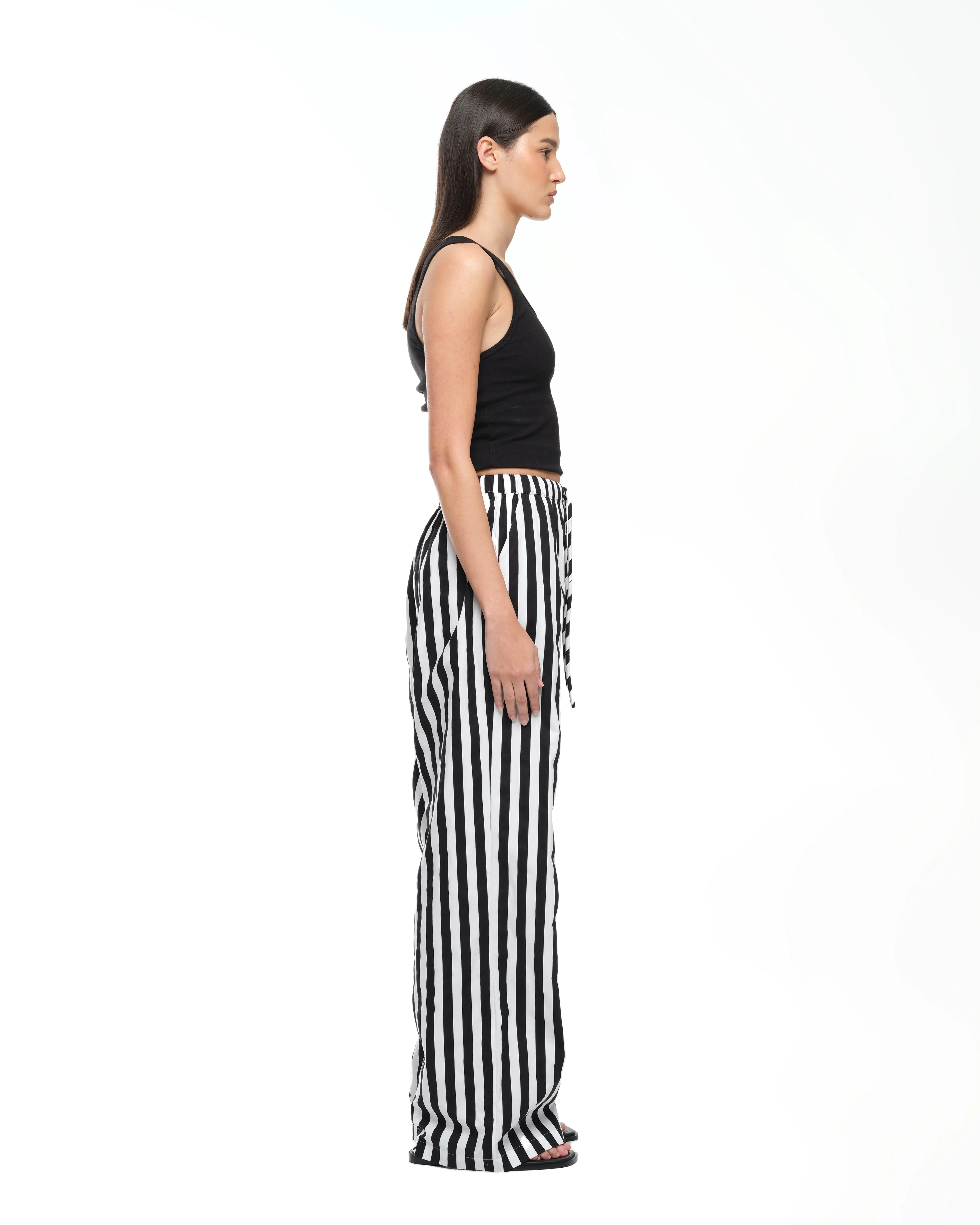 EVERYDAY WIDE LEG PANT - BLACK/WHITE STRIPE