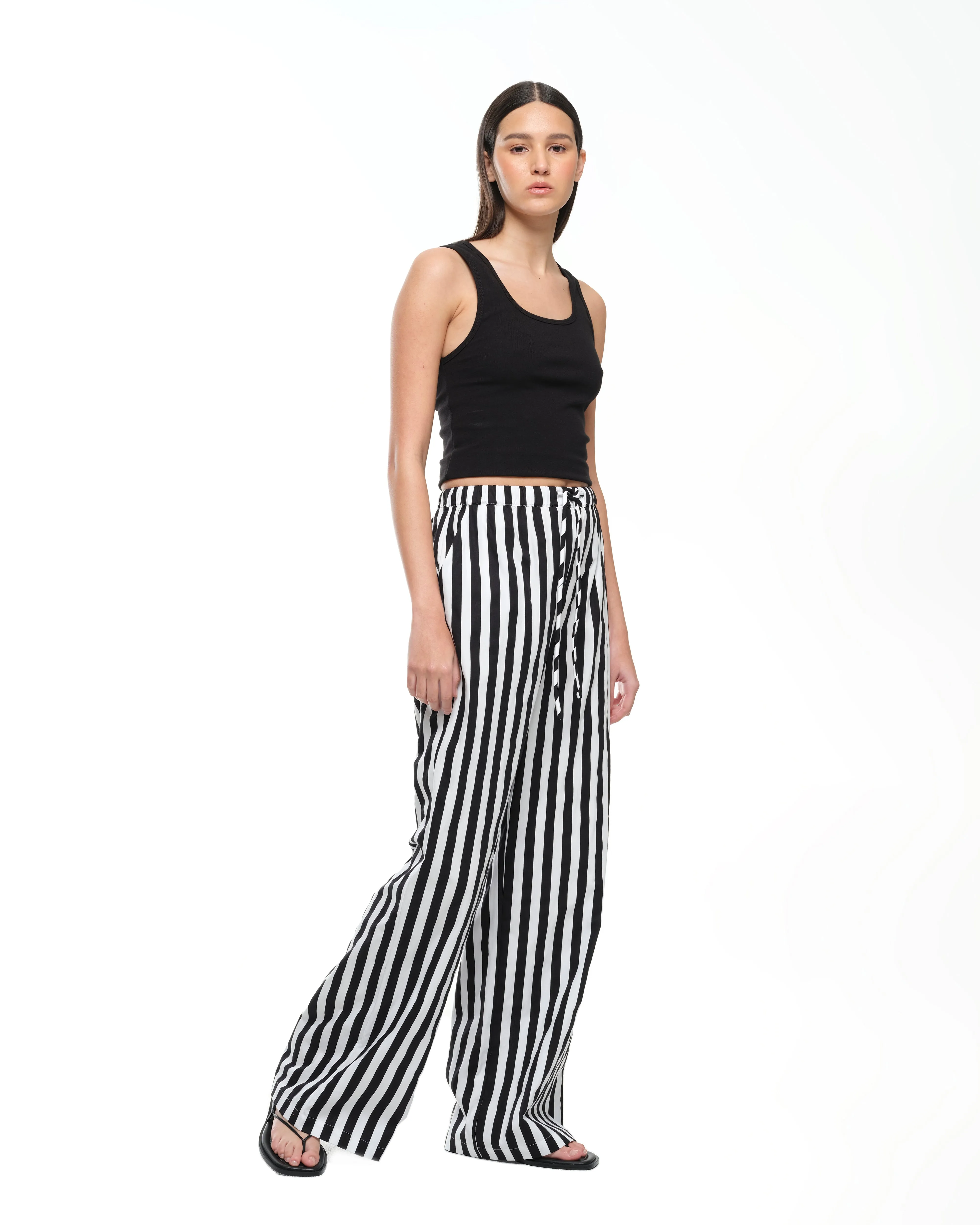 EVERYDAY WIDE LEG PANT - BLACK/WHITE STRIPE