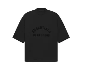 Fear of God Essentials Mens Black Bonded Tee - Jet Black Comfort T-Shirt