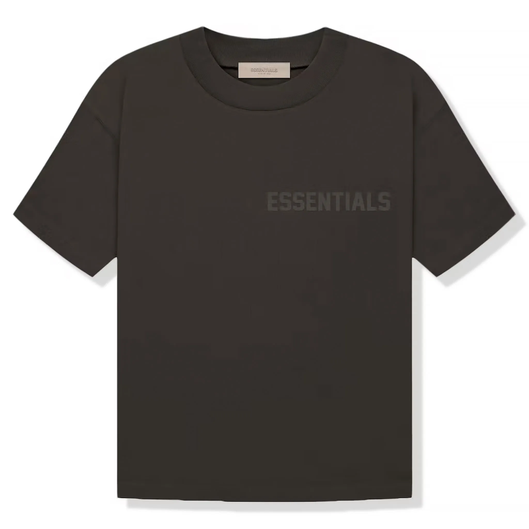 Fear Of God Essentials Logo Flocked Off Black T Shirt