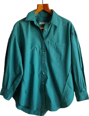 Free People Green Cotton Happy Hour Oversized Shirt UK M