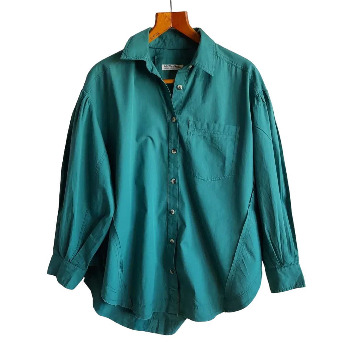 Free People Green Happy Hour Oversize Shirt UK L