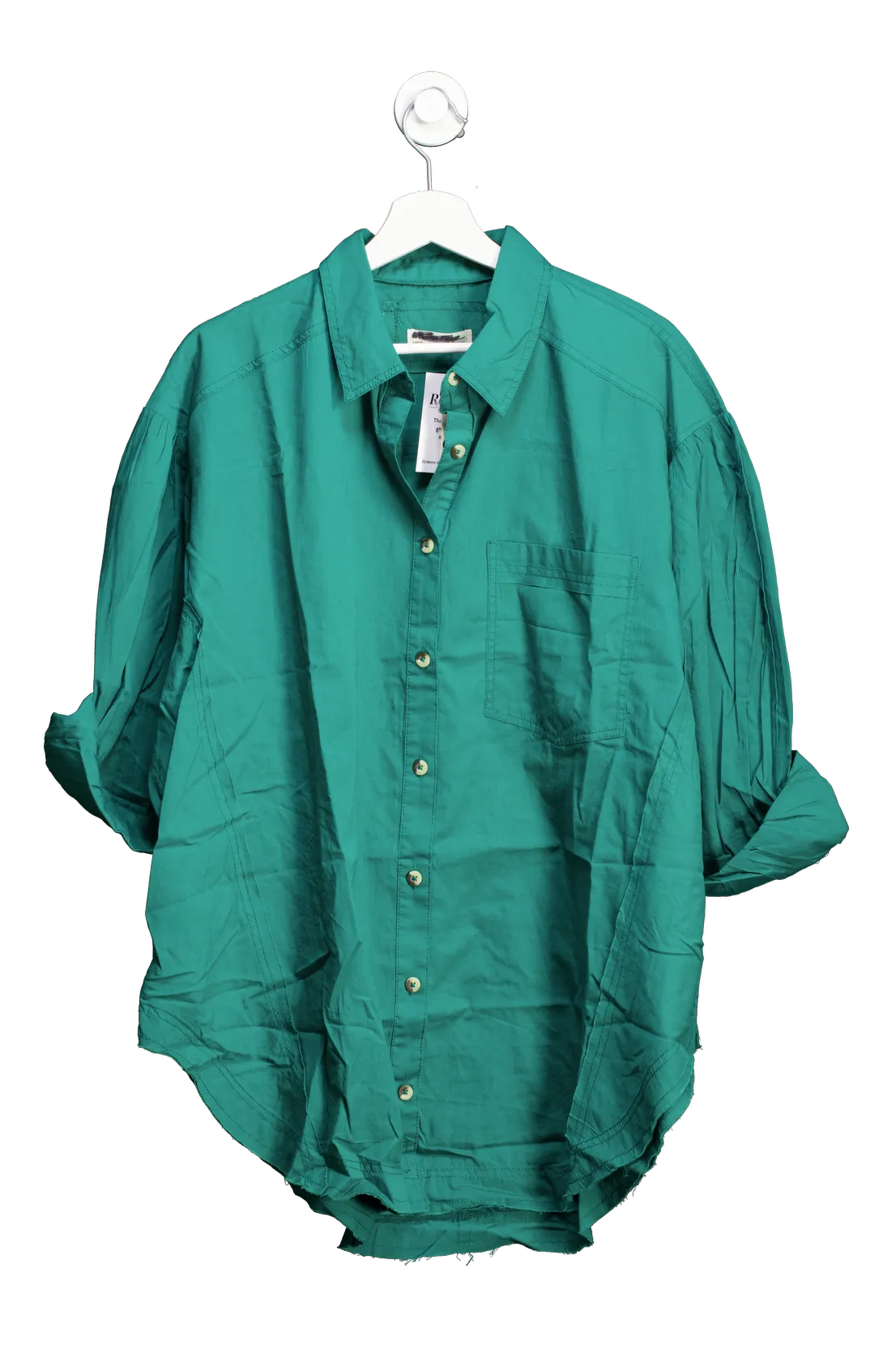 Free People Green Happy Hour Oversize Shirt UK L