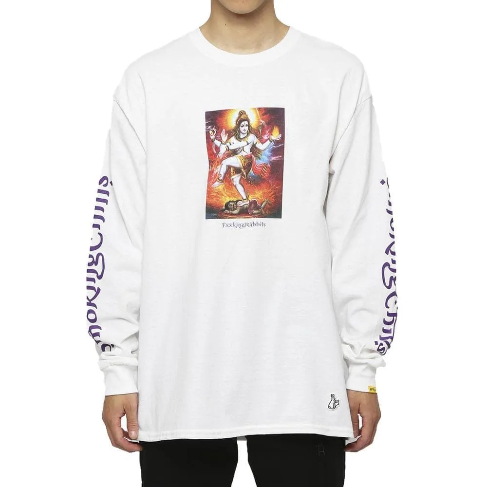 FUCKING RABBIT SMOKING CHILLUM L/S TEE -WHITE