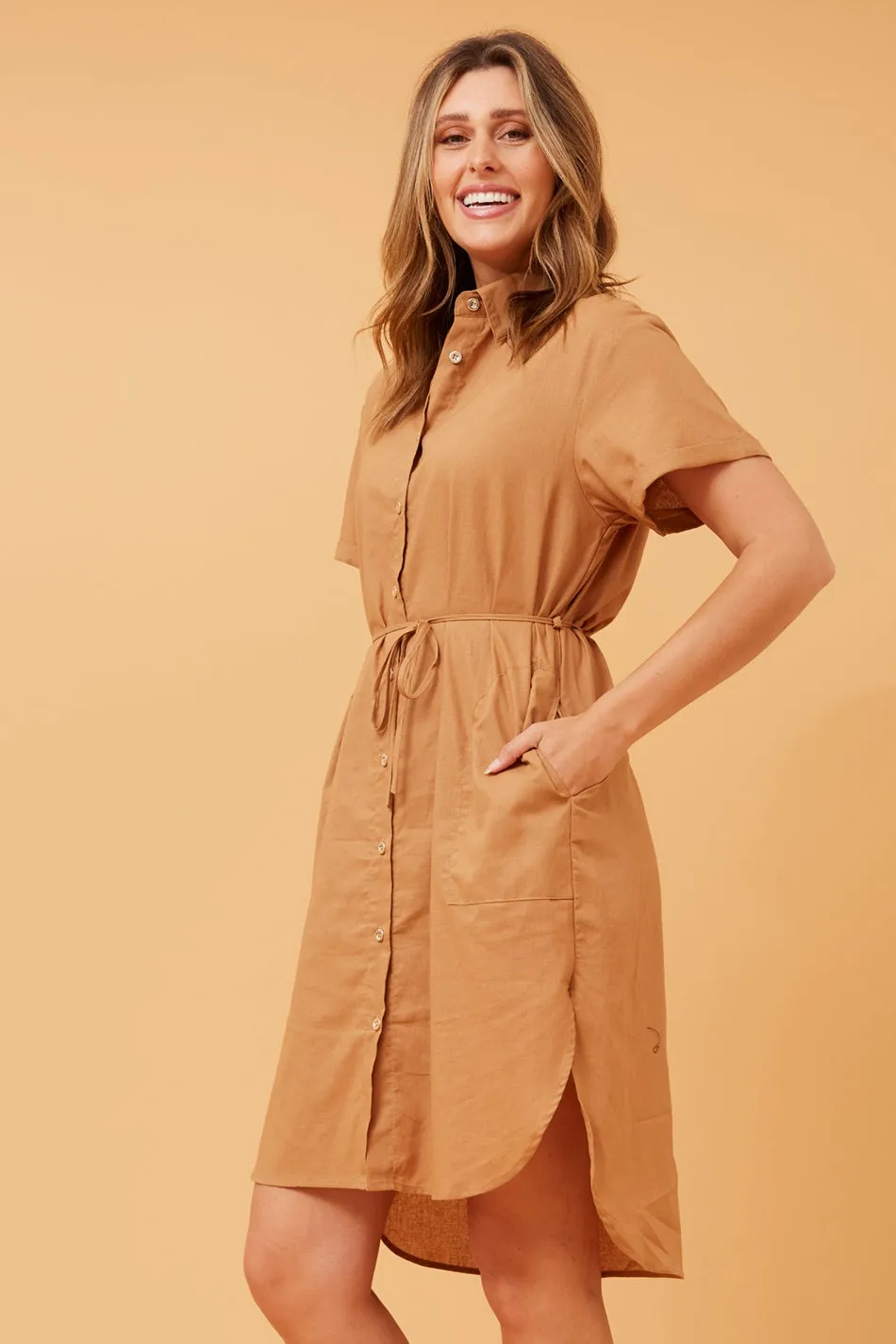 GERALDINE LINEN SHIRT DRESS