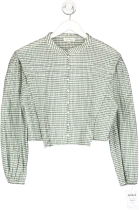 Ghospell Green Checked Crop Blouse UK M