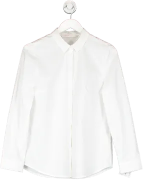 Goelia White Stretch Fitted Long Sleeve Shirt UK 10