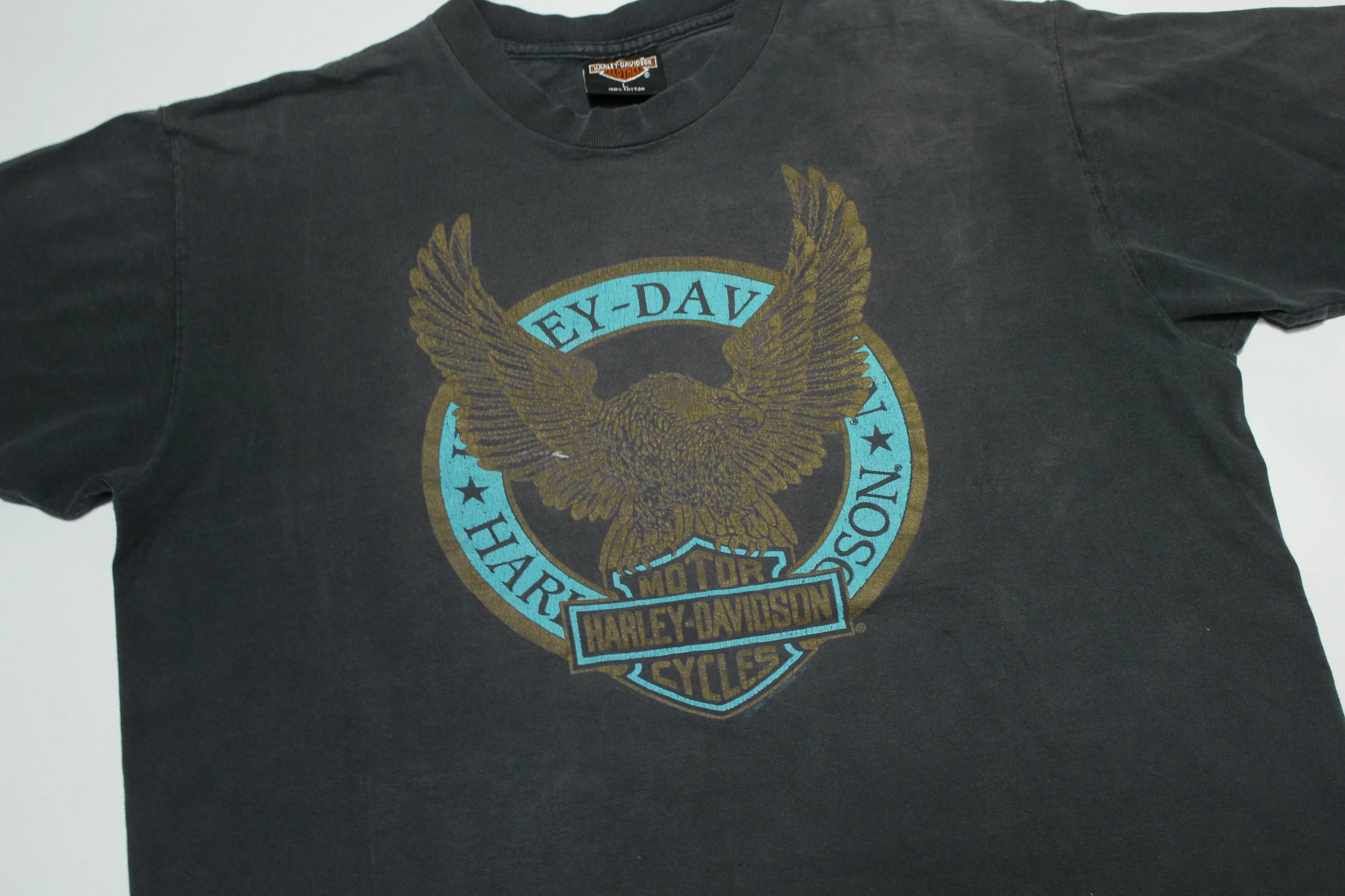 Harley Davidson Motorcycles Vintage 1990 Downtown Seattle Eagle Single Stitch T-Shirt