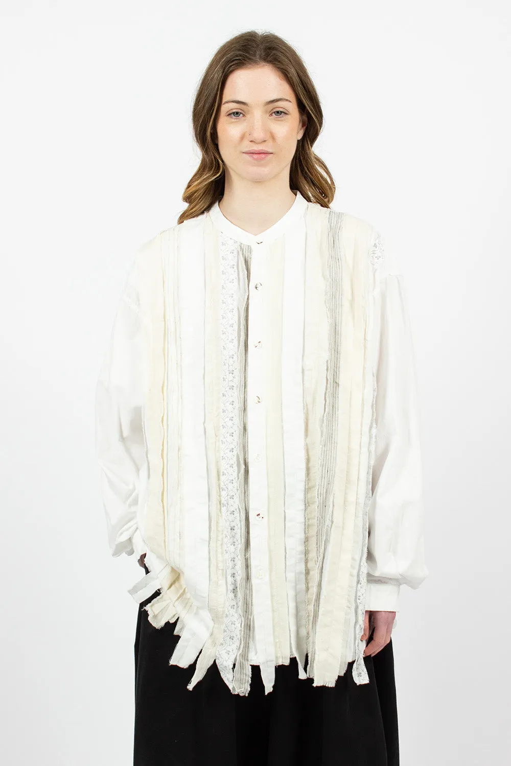 Hobo Patchwork Dress Shirt White