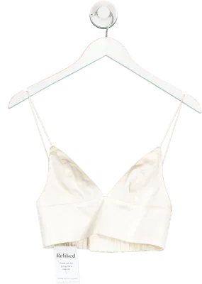 IVAN YOUNG White Luxury Silk Satin Triangle Bra Top UK 8