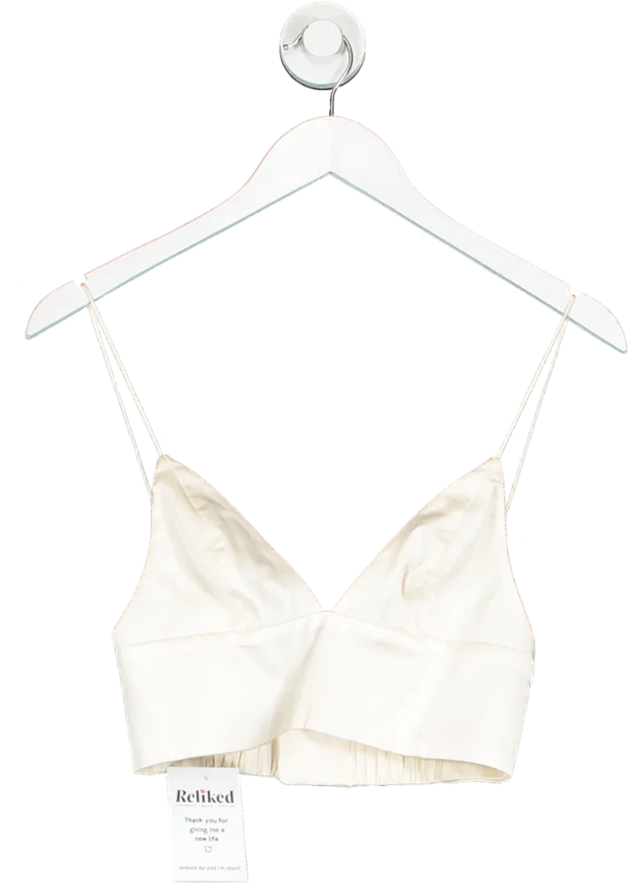 IVAN YOUNG White Luxury Silk Satin Triangle Bra Top UK 8