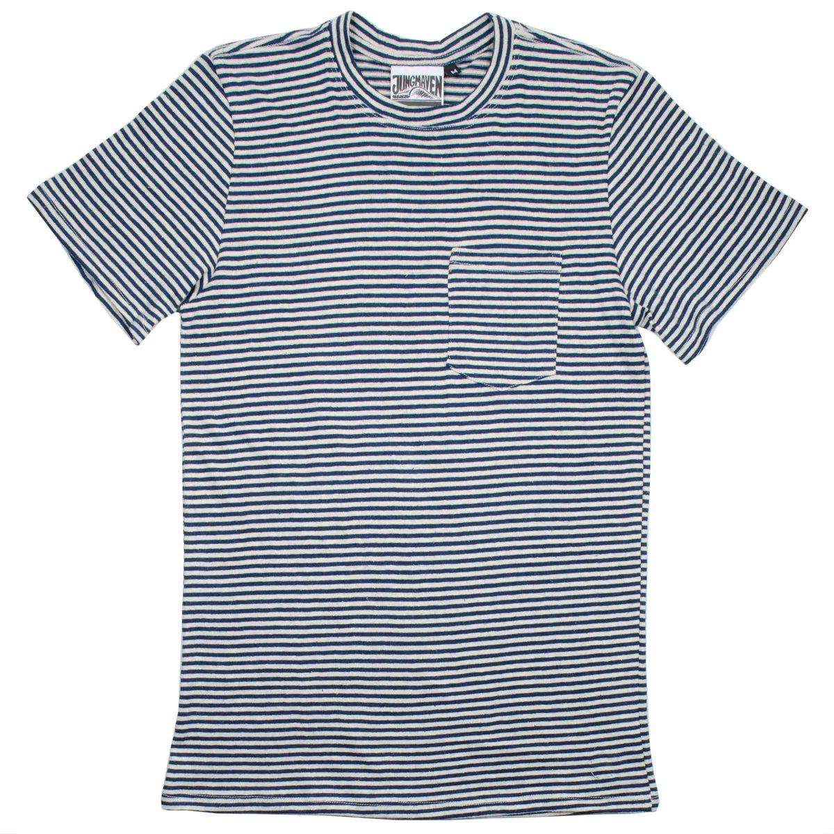 Jungmaven - Men's Yarn-Dyed Pocket Hemp T-shirt 55/45 (6 oz) - New Blue Stripe (Navy / White)