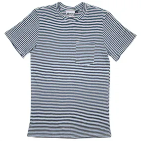 Jungmaven - Men's Yarn-Dyed Pocket Hemp T-shirt 55/45 (6 oz) - New Blue Stripe (Navy / White)