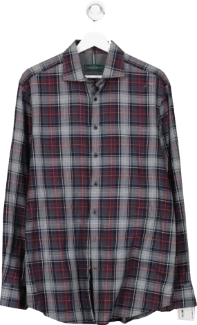 Kent & Curwen Green Tailored Fit Cotton Plaid Shirt UK M