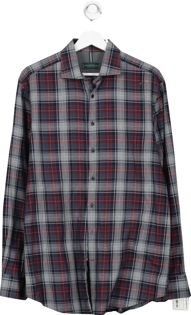 Kent & Curwen Green Tailored Fit Cotton Plaid Shirt UK M