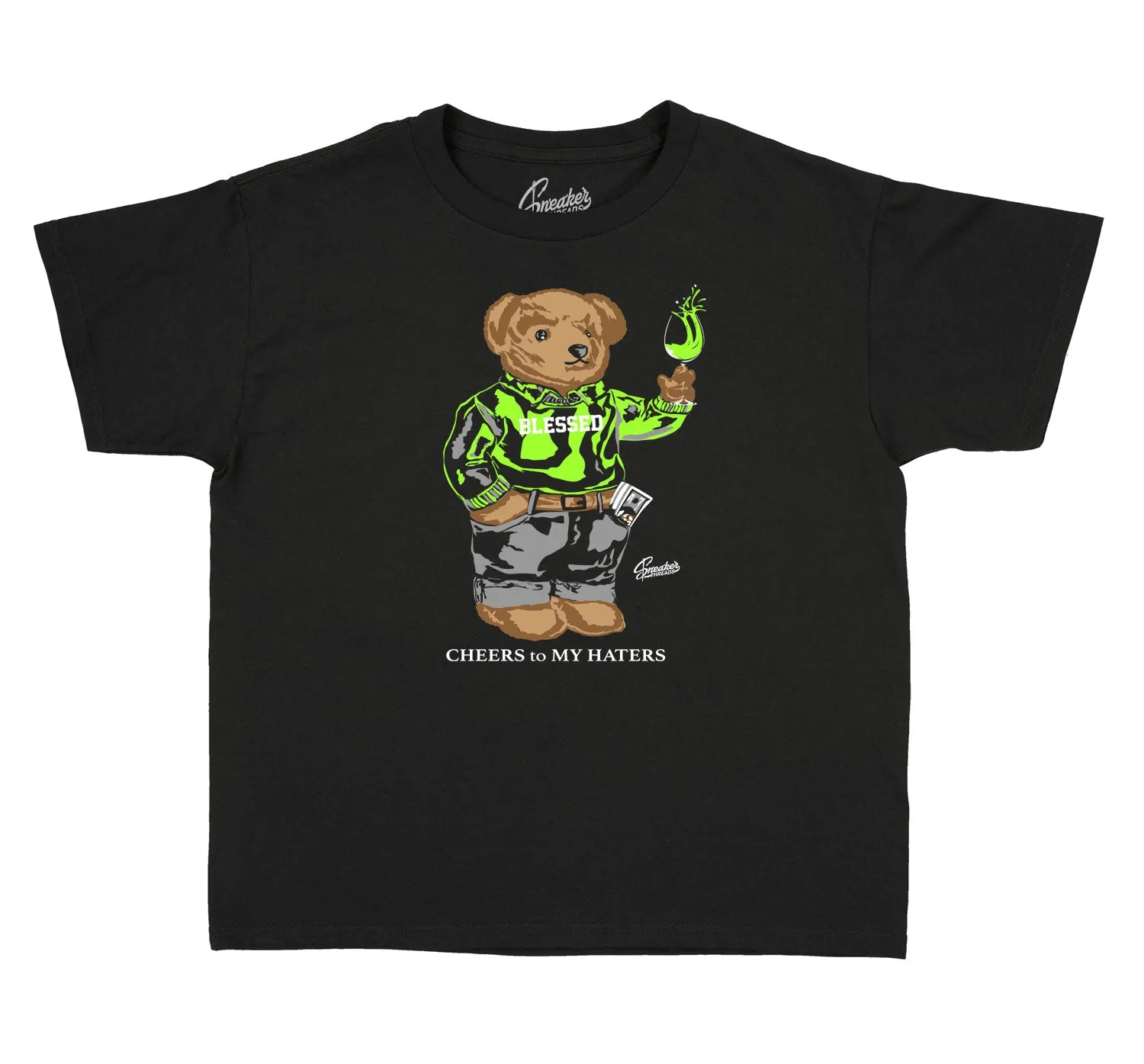 Kids - Electric Green 6 Cheers Bear Shirt