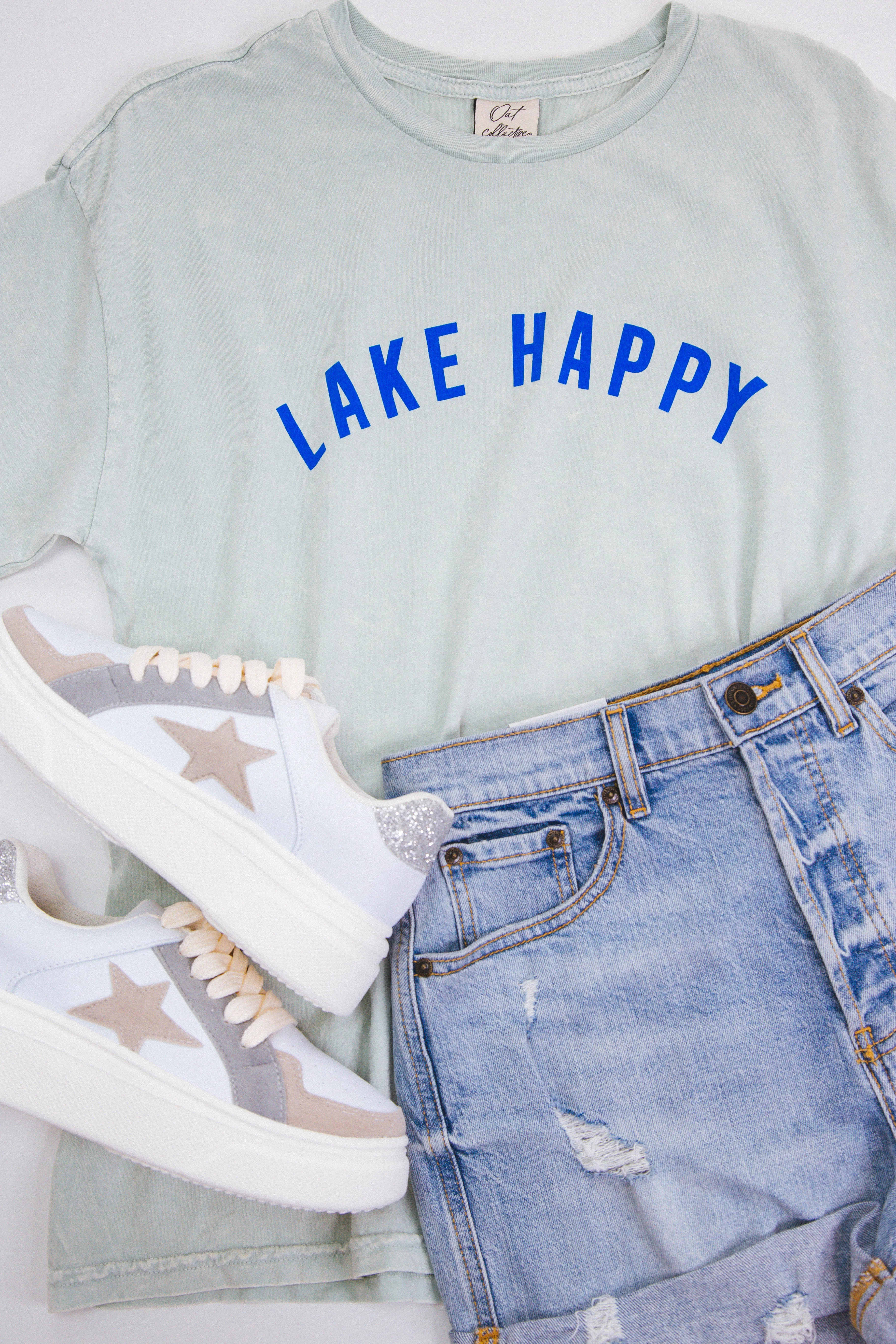 Lake Happy Graphic Tee, Sage