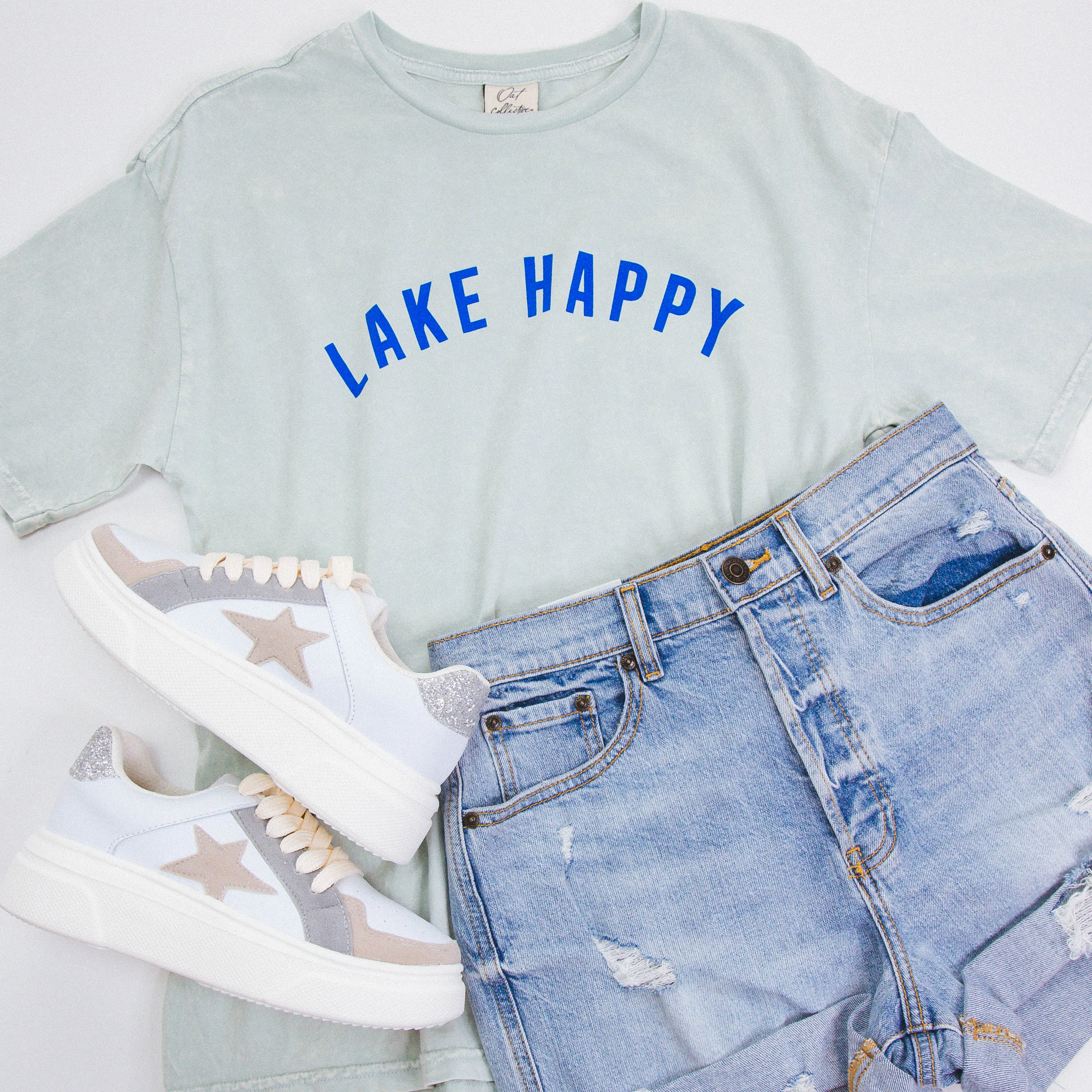 Lake Happy Graphic Tee, Sage