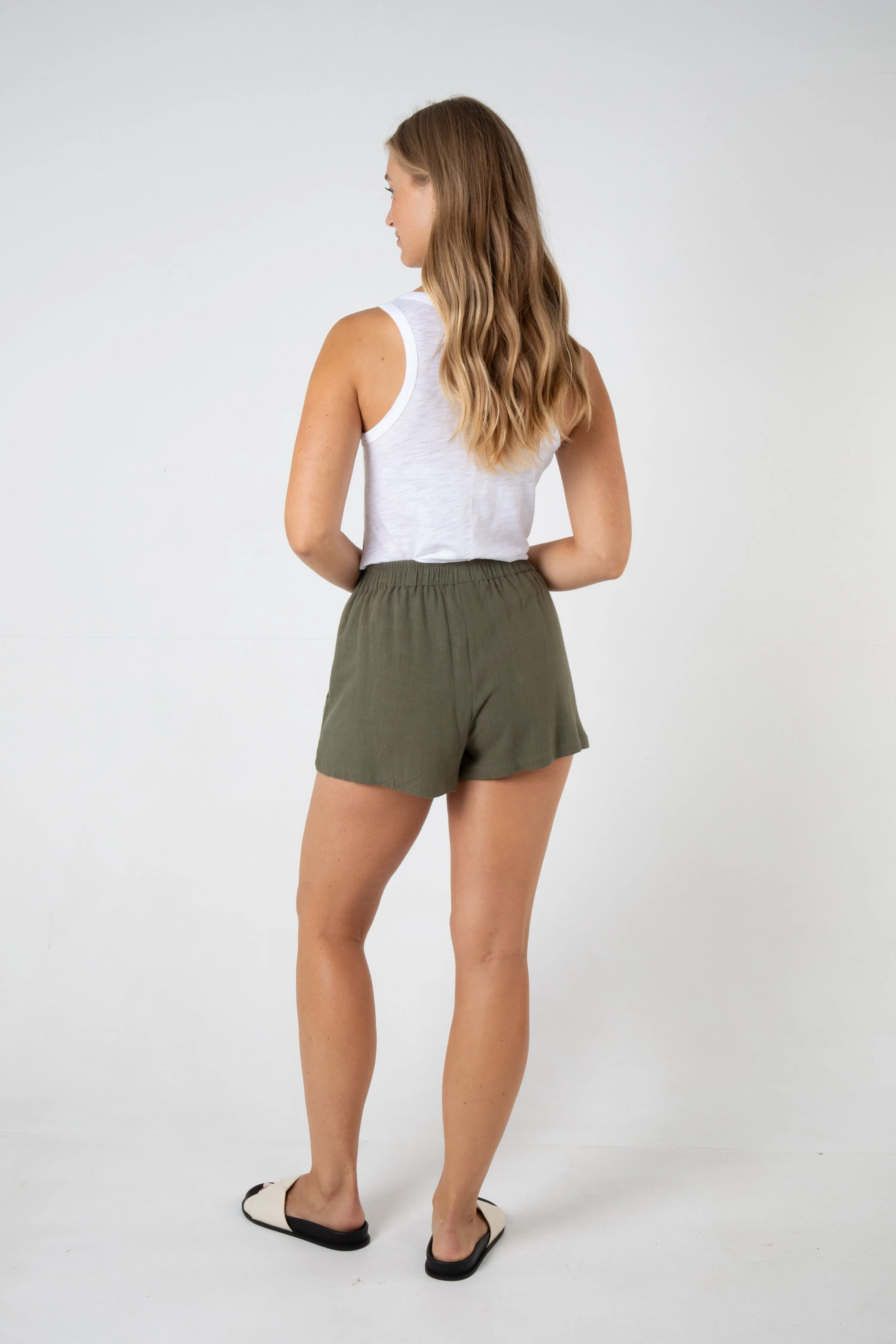 LANDON LINEN SHORT - KHAKI