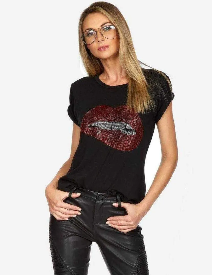 Lauren Moshi Edda Crystal Biting Lip T-Shirt