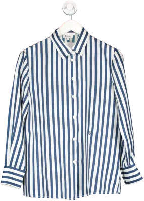 Lily Silk White Amalfi Striped Shirt UK S