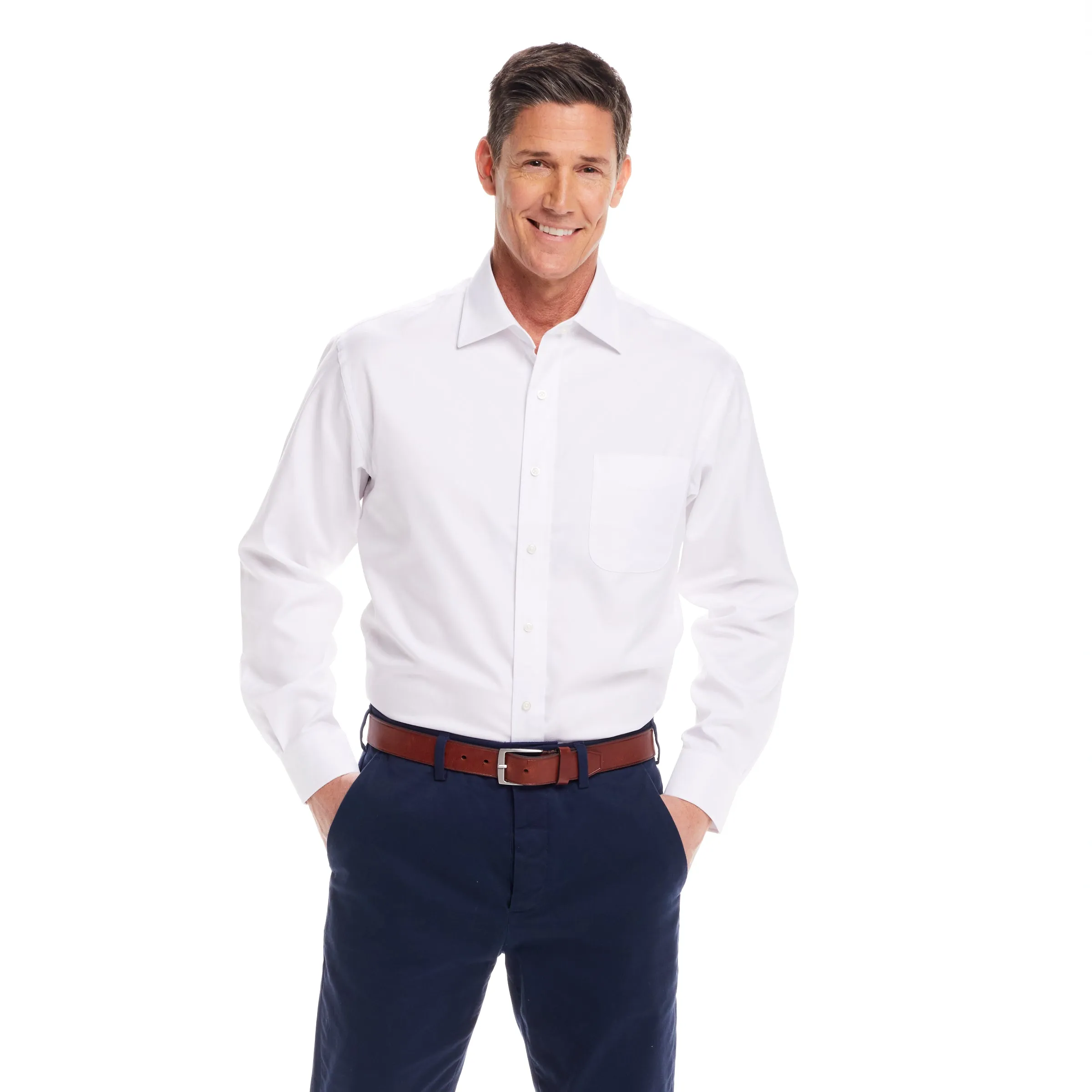 Long Sleeve White ‘Ryan’ Dress Shirt with Magnetic Closures