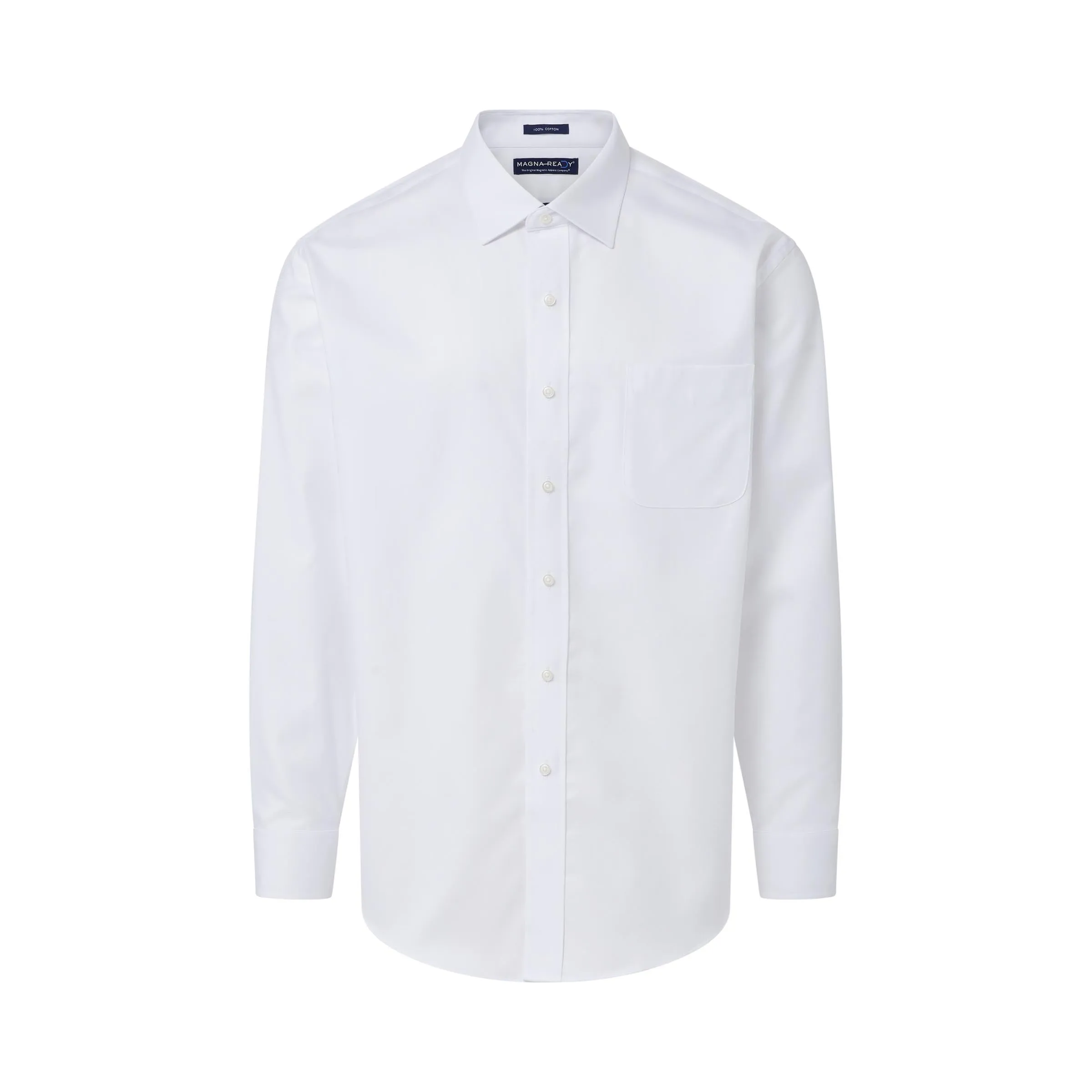 Long Sleeve White ‘Ryan’ Dress Shirt with Magnetic Closures