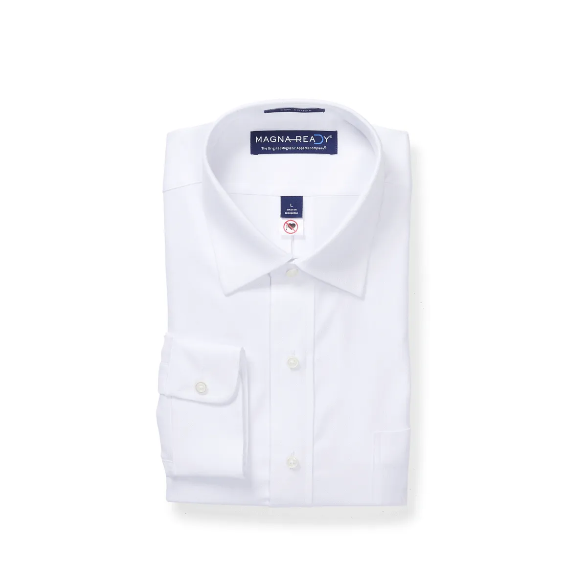 Long Sleeve White ‘Ryan’ Dress Shirt with Magnetic Closures