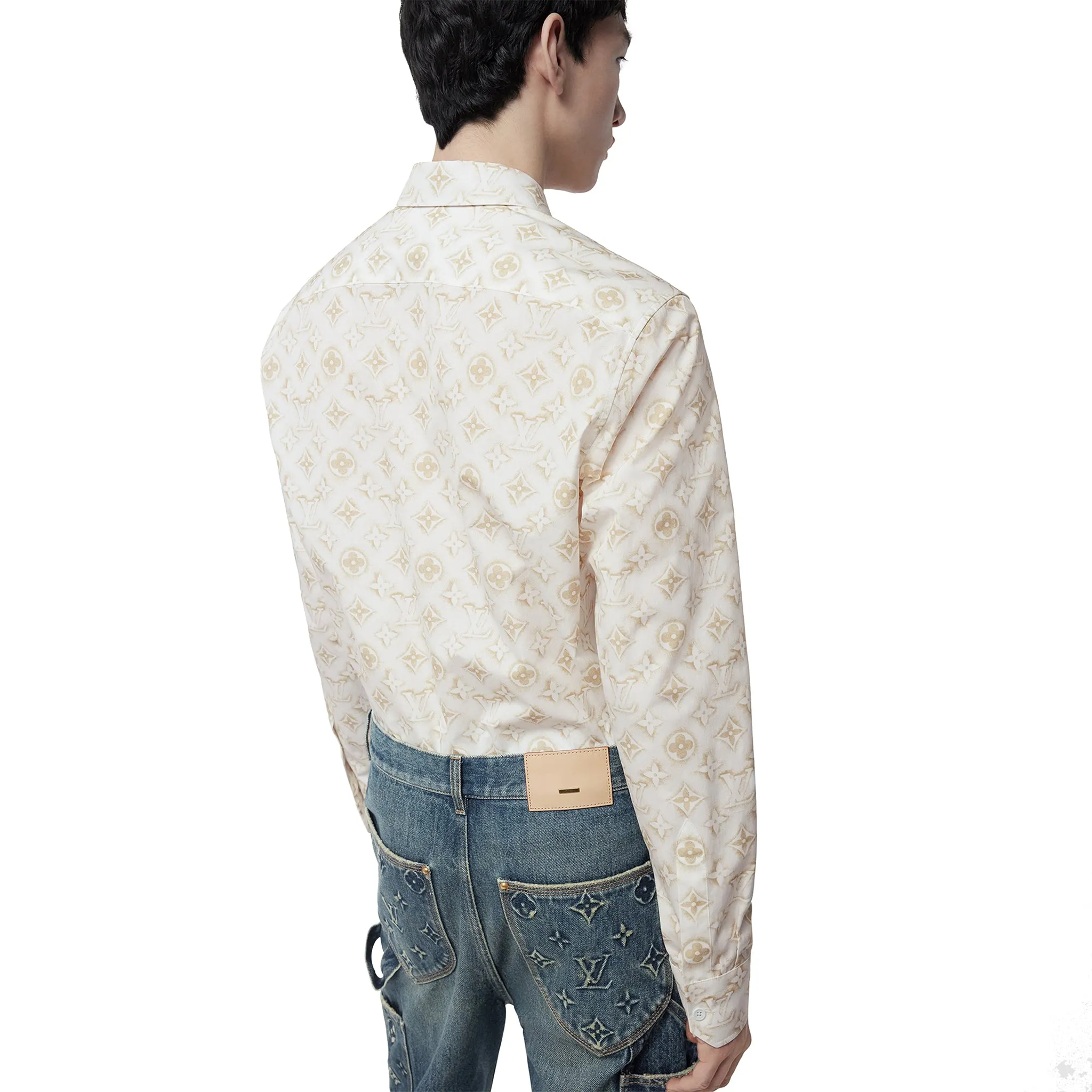 Louis Vuitton Monogram Long-Sleeved Cotton Shirt White