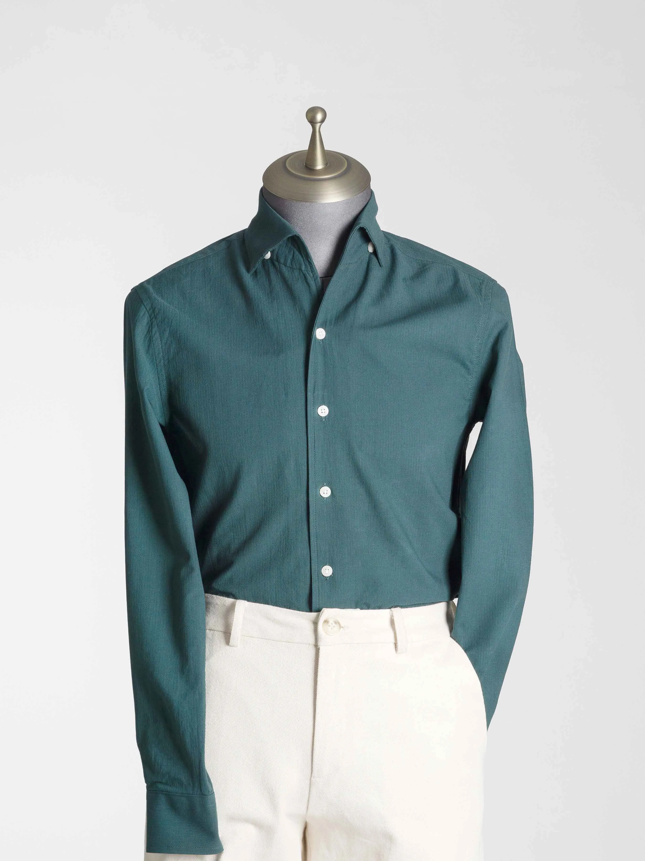 Luca Formal Shirt - Green One-Piece Collar