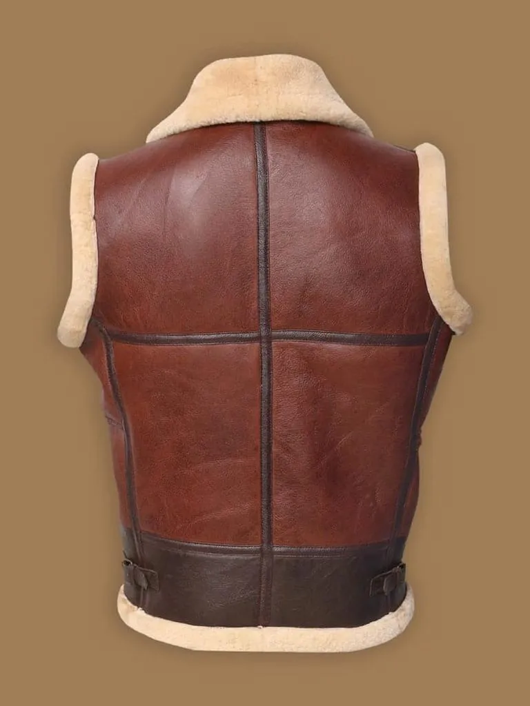 Men Brown Shearling Leather Vest