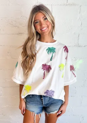 Palm Tree Sequin Top